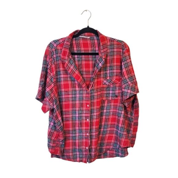 Victoria's Secret Other - Victoria's Secret Red Holiday Plaid Pajama Top
